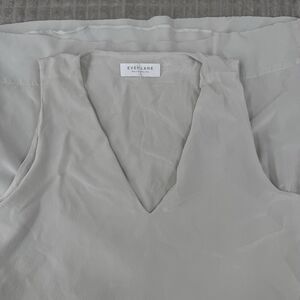 Everlane Womens Dress 4 Gray The Double-Lined Silk V-Neck Sleeveless Lightweight